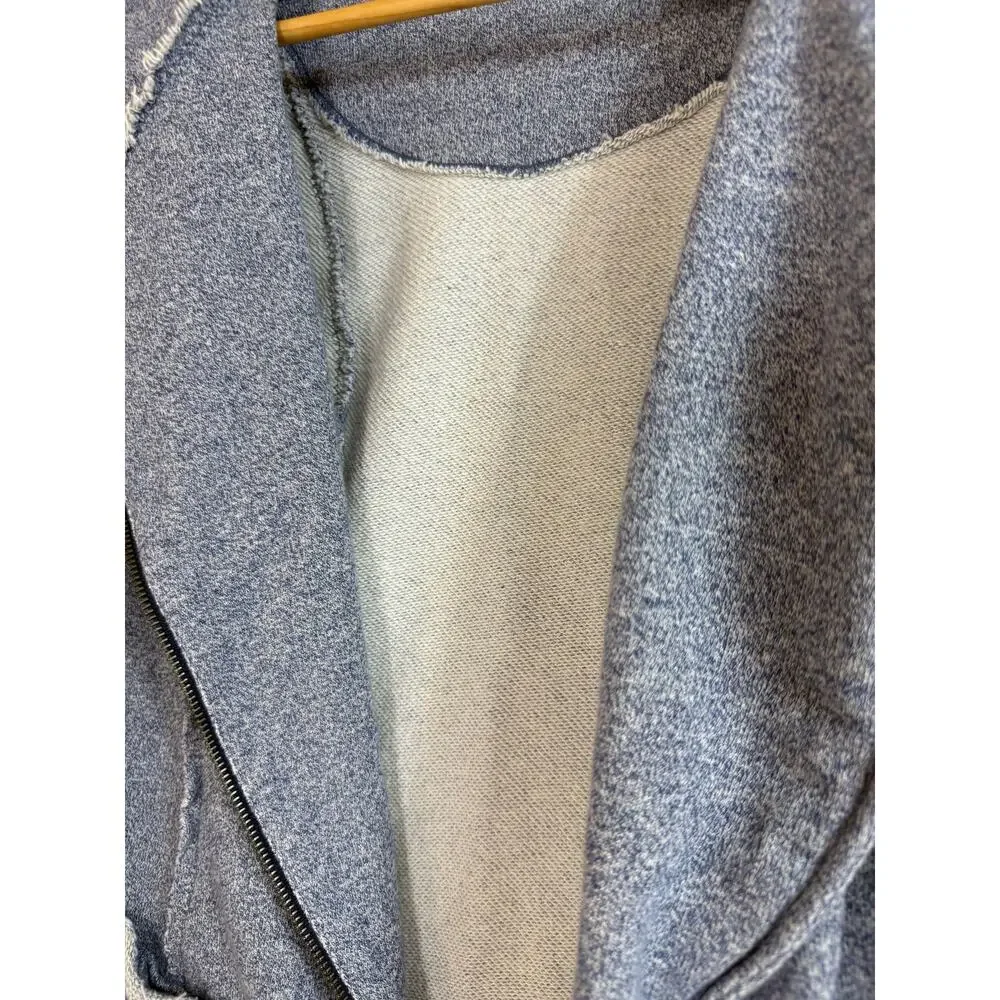 Soft Surroundings Assymetrical Zip Terry Jacket Light Blue Heather Size Medium - Picture 6 of 9